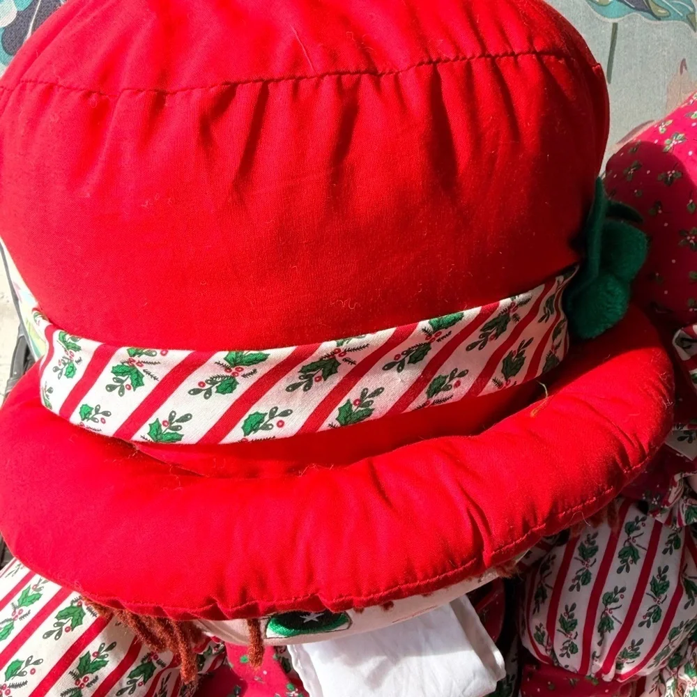 Vintage Boy & Girl Holly Mine Pillow Persons Christmas Dolls 26